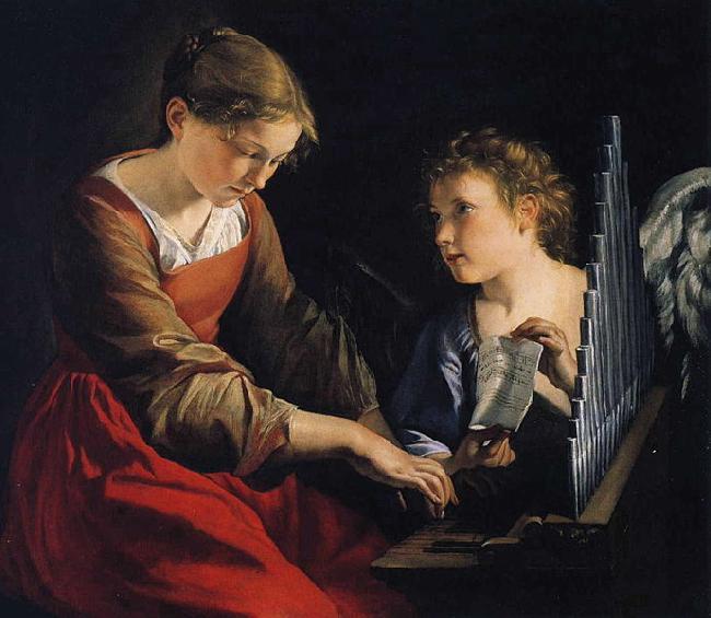 GENTILESCHI, Orazio Saint Cecilia with an Angel oil painting image